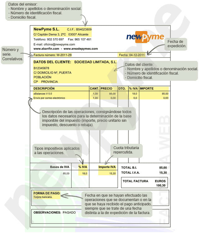 BOE Requisitos Para Facturas Simplificadas